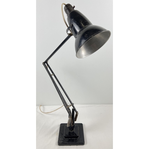 1335 - A vintage Herbert Terry, Redditch, black 3 section angle poise lamp with square stepped base. Fully ... 