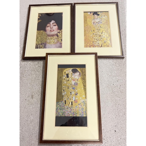 1316 - 3 framed and glazed Gustav Klimt prints all depicting the fashion designer Emilie Floge. To include ... 