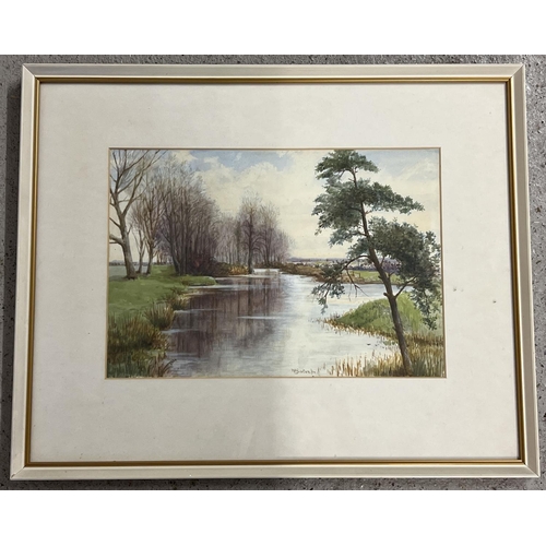 1318 - A framed and glazed watercolour of a rural river scene by W. Buxton. Signed to bottom right. Frame s... 