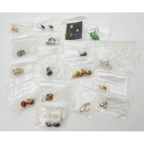 72 - A collection of 20 pairs of assorted costume jewellery earrings to include semi precious stones and ... 