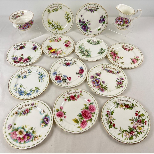 1193 - A full set of 12 boxed Royal Albert 'Flower of the Month' cup & saucer sets each with a flower displ... 