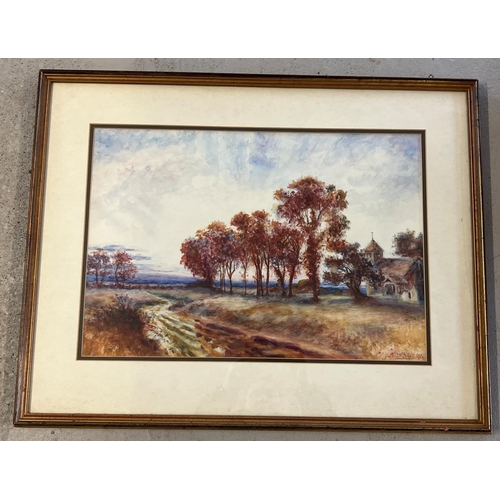 1357 - D Edwards, signed autumnal watercolour in a modern gilt frame & glazed. Signed and dated 1925 to bot... 