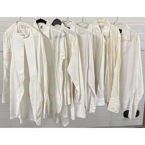 1332 - A collection of 7 men's white dress shirts in varying sizes. To include examples by Austin Reed, F.R... 