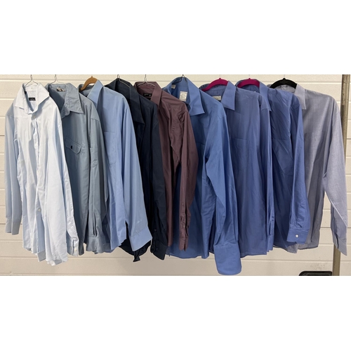 1333 - 9 men's vintage and modern shirts, in shades of blue, in varying sizes. To include examples by Danie... 