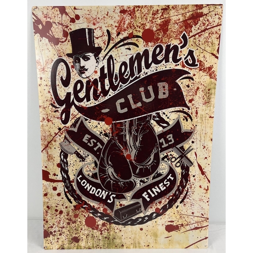 1169 - A large reproduction tin advertising sign for (London's Finest) Gentleman's Club. With holes for wal... 