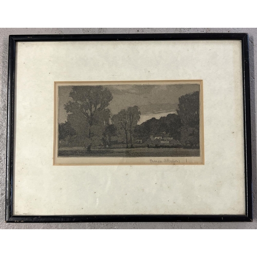 1363 - A framed and glazed vintage mezzotint of a rural scene by Francees M Brown. Signed to bottom right. ... 