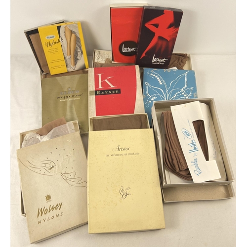 1350 - 8 vintage pairs of nylon fully fashioned and seam free stockings in original boxes. To include Arist... 