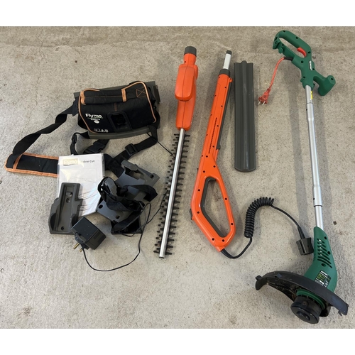 1422 - A Flymo Sabre Cut 24V hedge trimmer complete with instructions, power pack, charger, blade cover, wa... 