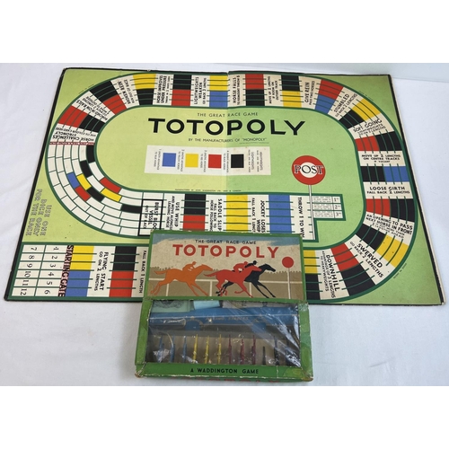 72 - A vintage 1950's boxed Totopoly game board and boxed game pieces, by Waddington's.