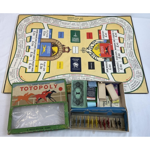 72 - A vintage 1950's boxed Totopoly game board and boxed game pieces, by Waddington's.