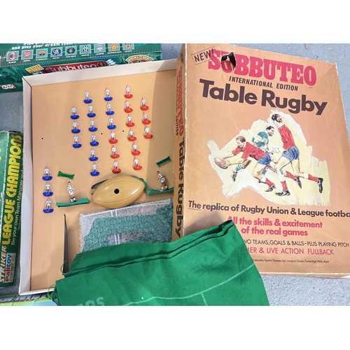 76 - 6 assorted boxed vintage & more modern Football and Rugby games to include Subbuteo. Lot includes bo... 