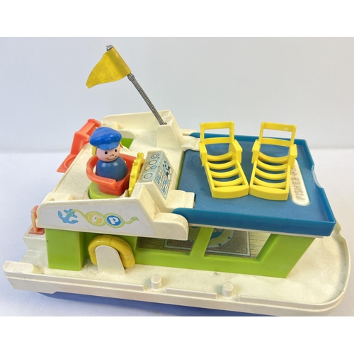 A vintage Fisher Price Happy House Boat with figures and