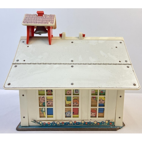 88 - A vintage Fisher Price School House with magnetic alphabet letters and numbers, figures and accessor... 