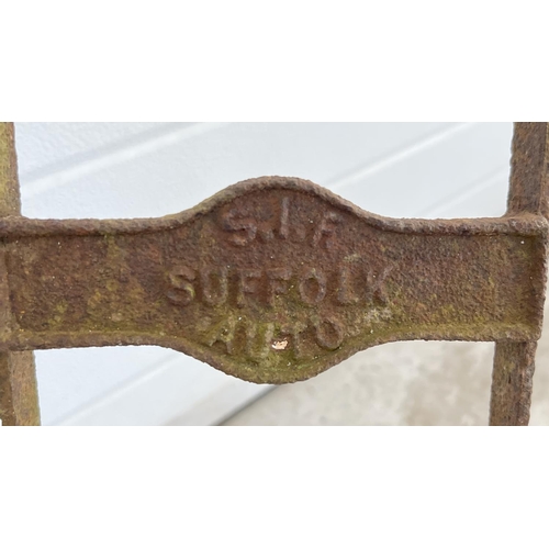 1306 - An antique cast iron line marker, marked 'S.I.F Suffolk Auto'. With replacement wooden handle, has h... 