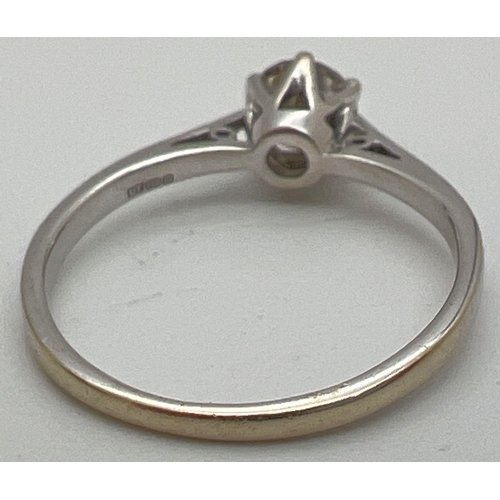 1047 - An 18ct white gold .50ct diamond solitaire ring. Ring size N. Gold marks to inside of band. Total we... 