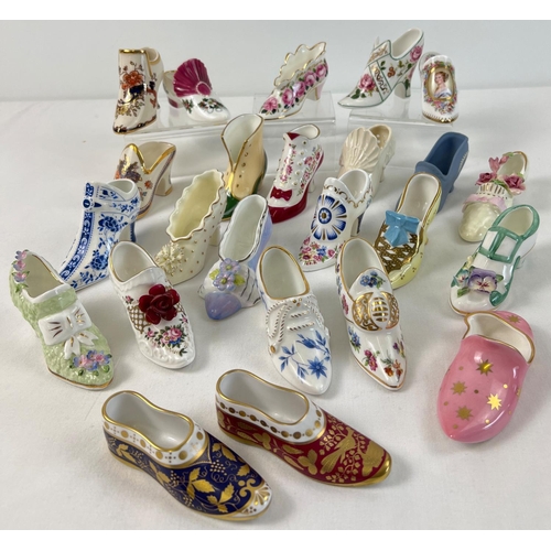 1208 - A collection of 24 assorted decorative ceramic shoes, boots and slippers. To include Spode, Coalport... 