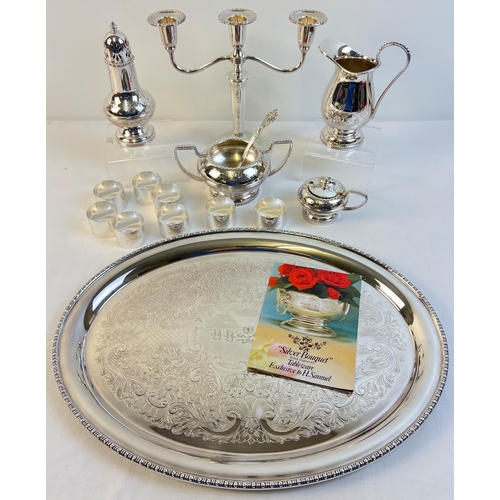 1106 - A quantity of 'Silver Bouquet' silver plated table ware. To include oval tea tray, 8