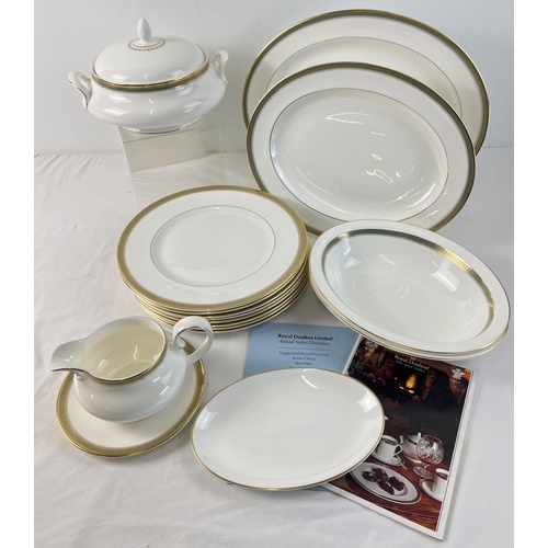 1214 - A quantity of Royal Doulton Georgian shape table ware in classic 'Clarendon' pattern, with gilt deta... 