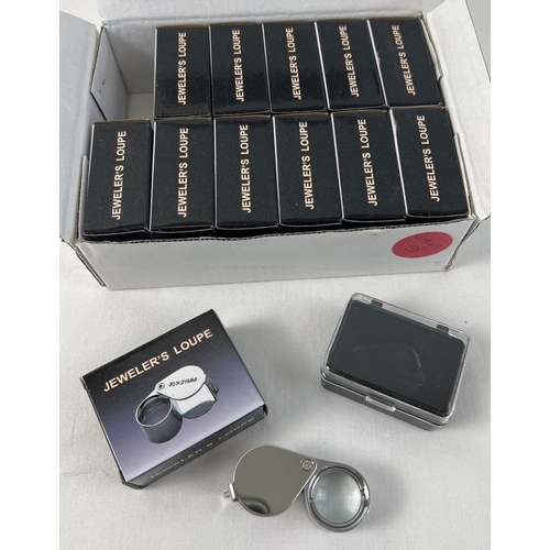 1077 - A box of 20 new & boxed 30 x 21mm jewellers loupe's.