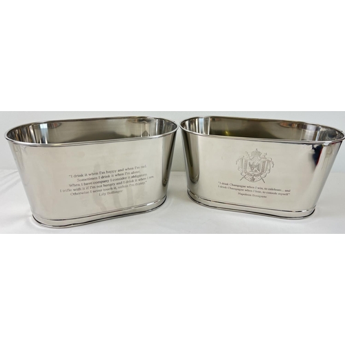 1109 - A pair of oval shaped Bollinger Champagne buckets with engraved details to sides. One side is engrav... 