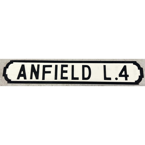 1303 - A modern painted wood Liverpool FC sign for Anfield, in the style of an old street sign. Approx. 78c... 