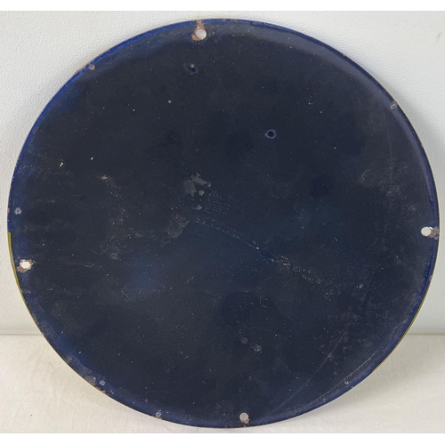 1147 - A circular shaped convex enamelled wall sign for Goodyear motorcycle tyres. Approx. 29.5cm diameter.