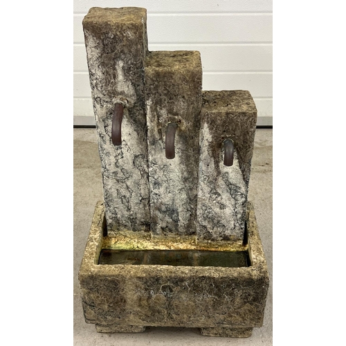 1418 - A modern stone effect resin garden electrical water feature. Not tried or tested. Approx. 74cm tall ... 