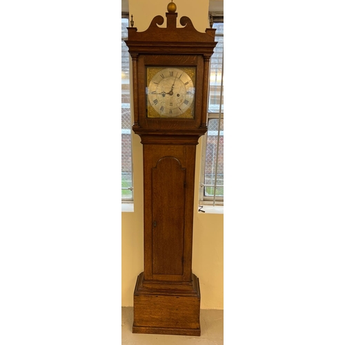 1201 - An early 19th century oak long cased striking clock with face named to Cobra Crainefield, Burnham Ma... 