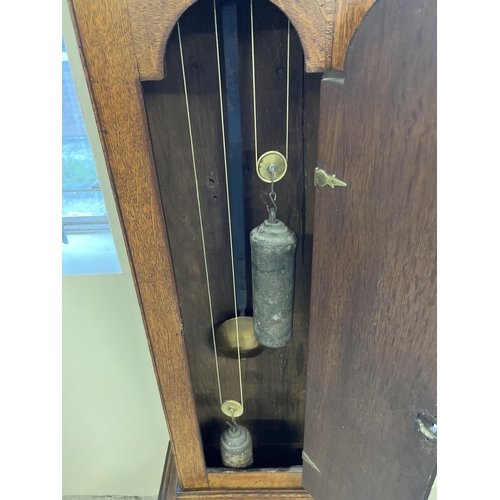 1201 - An early 19th century oak long cased striking clock with face named to Cobra Crainefield, Burnham Ma... 