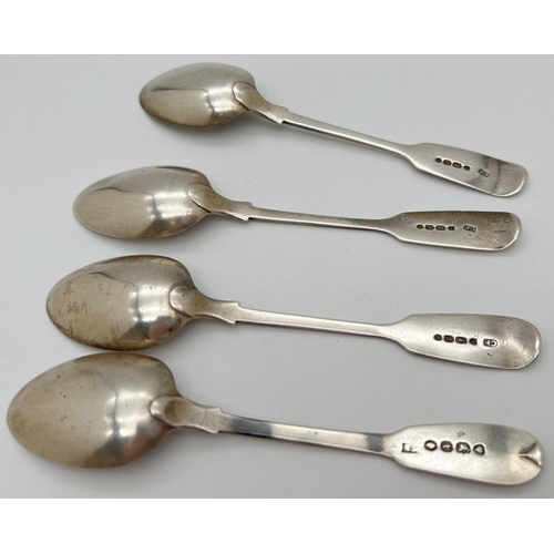 1116 - 4 Victorian silver teaspoons with engraved italic monogrammed 'E.L' to handles. Hallmarked London 18... 