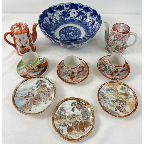 1277 - A collection of vintage Oriental ceramics to include large blue & white bowl, coffee pots and cups &... 