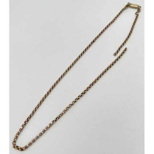 1084 - A 9ct gold belcher chain with engine turned push clasp, for scrap or repair. Total weight approx. 5.... 