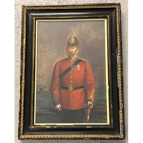 1190 - A painted portrait of Major William Rowe in The Kings (Liverpool) military dress, framed & glazed. I... 