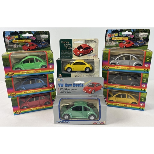 1371 - 8 assorted boxed 1/36 scale diecast models of Volkswagen Beetle cars. All with pull back action and ... 