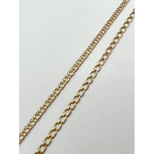 1057 - A 22 inch 9ct gold double belcher chain necklace with lobster claw clasp. Gold marks to both clasp a... 