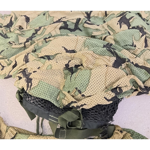 1235 - A 3 piece military woodland camouflage Ghillie suit. Comprising helmet and head cover, jacket/top an... 