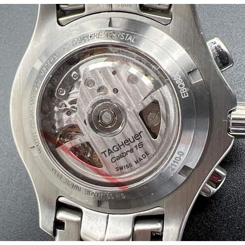 1147 - A boxed Link automatic chronograph Tachymeter wristwatch (EBQ8801) by Tag Heuer. Stainless steel str... 