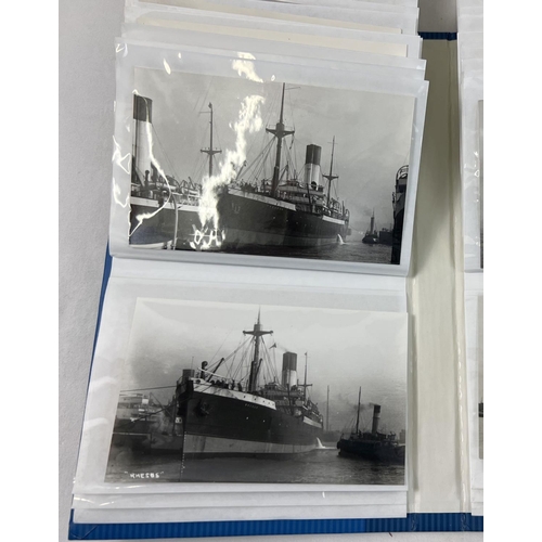 1251 - An album containing 100 vintage black & white postcards & photographs of ships from The Blue Funnel ... 