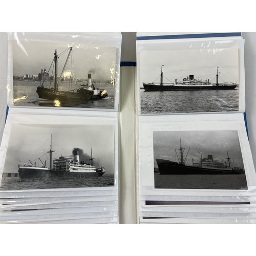 1253 - An album containing 98 vintage mostly black & white postcards & photographs of ships to include The ... 