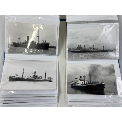 1253 - An album containing 98 vintage mostly black & white postcards & photographs of ships to include The ... 