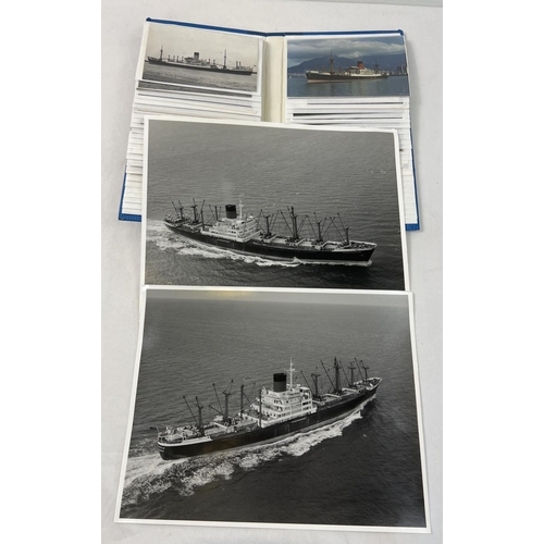 1253A - An album containing 67 vintage postcards & photographs of ships to include The Blue Funnel Line. Tog... 