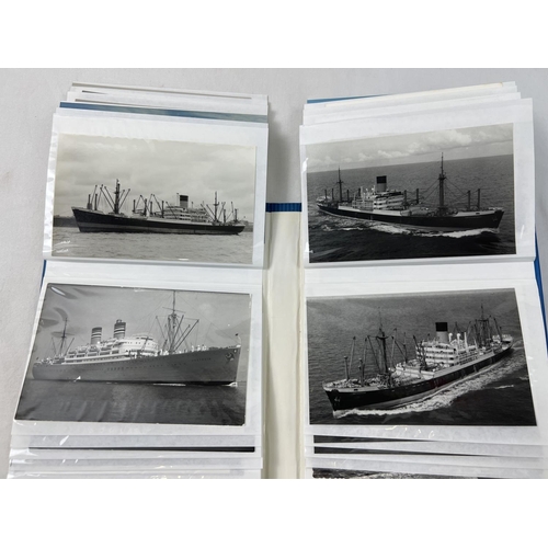 1253A - An album containing 67 vintage postcards & photographs of ships to include The Blue Funnel Line. Tog... 