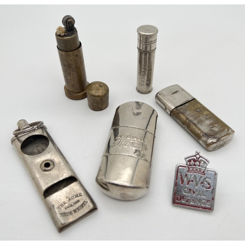 1409 - A small collection of vintage small metalware items. To include Elfa Tank lighter, UL No. 2 lighter,... 