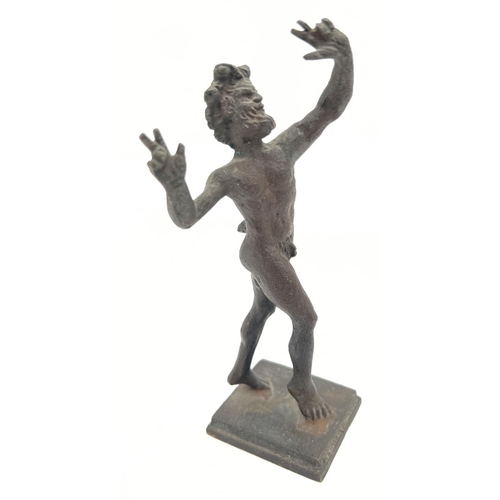 1187 - A bronze coloured metal figurine of The Dancing Fawn Of Pompeii. Approx. 14cm tall.