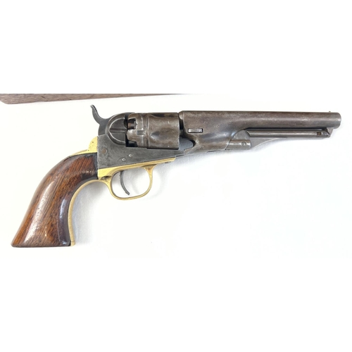 1210 - An antique 1851 U.S.A. .36 Navy Colt pistol with original box and accessories. Wooden grips with bra... 