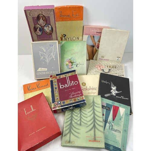 1463 - A collection of 15 assorted vintage stocking boxes (empty), to include Lucky Charm, Ballito, Howard ... 