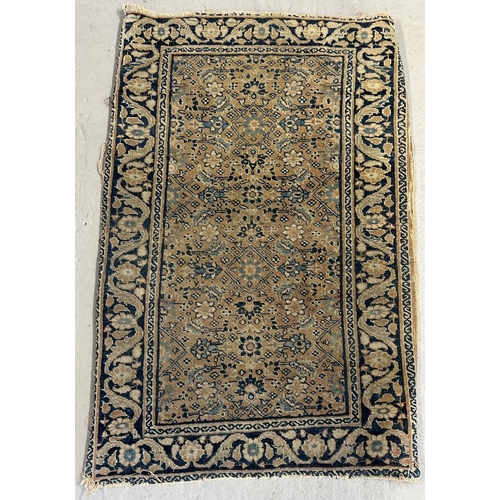 1412 - A small Persian rug/prayer mat, colours faded. Approx. 82cm x 53cm.