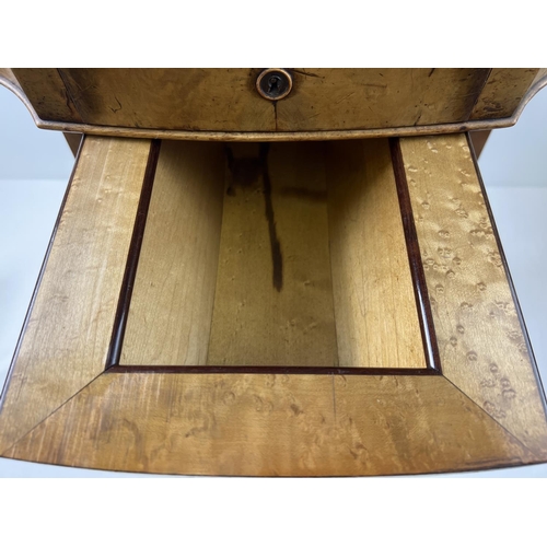 1499 - A Victorian walnut veneer sewing box on shaped and turned legs with ceramic castors. Lift up lid wit... 