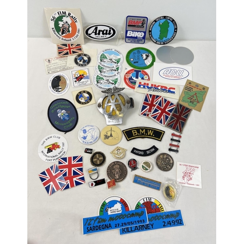 1379 - A collection of assorted car badges, stickers and cloth patches. To include AA car badge, car rally ... 