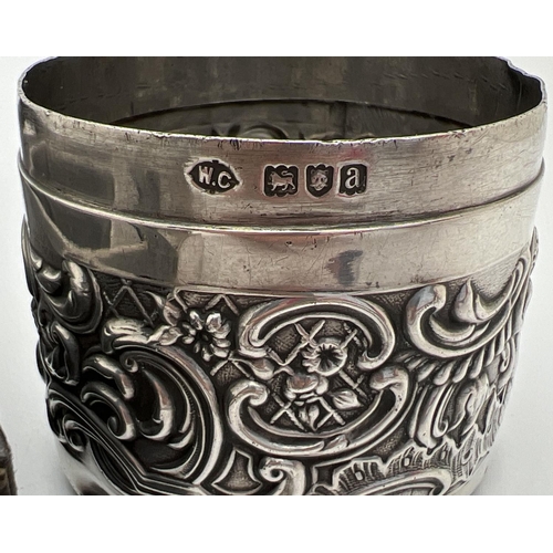 1158 - 3 vintage hallmarked silver items to include boxed napkin ring with engraved detail, hallmarked B'ha... 